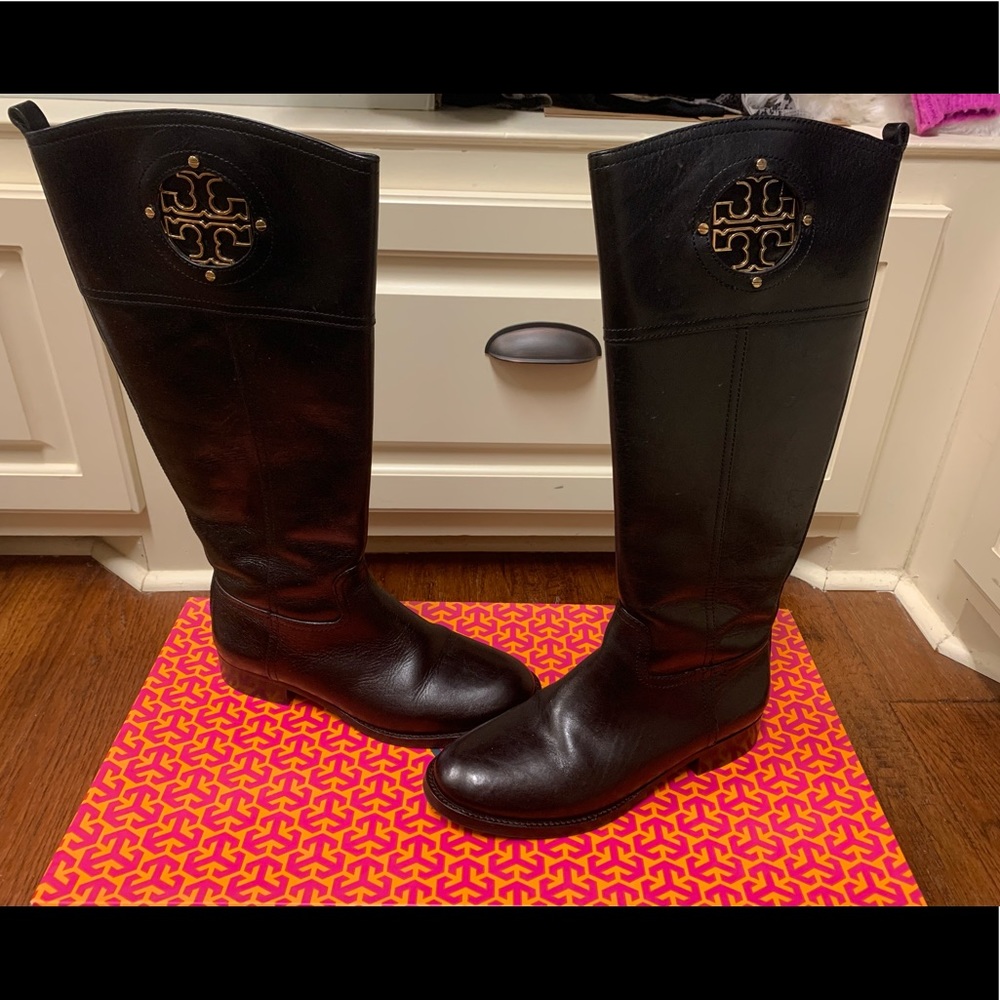 Tory Burch Kiernan Black Riding Boots size 8
